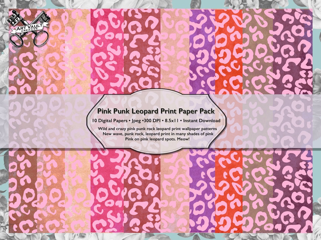 Pink Leopard Printable Digital Paper Pack, Hot Pink Cheetah Backgrounds ...