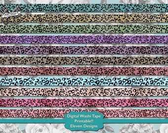 Descarga digital de cinta washi imprimible, cinta washi de impresión de leopardo digital, cinta washi de impresión animal cheetah, suministros de revistas basura de álbum de recortes