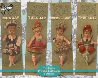 Vintage Victorian Printable Bookmarks, Great Gift For Book Lovers Digital Download, Vintage Victorian Ladies Scrapbook Supplies, Papercraft