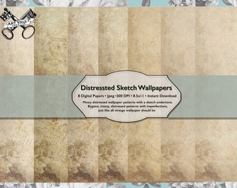 Distressed Messy Digital Paper Pack For Junk Journaling, Grunge Gift Wrapping And Scrapbook Supplies, Distressed Junk Journal Pages