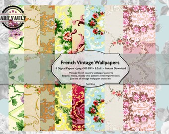 Vintage Frans land digitaal behang, shabby chique Franse provenciale cadeau wraping, distressed 8.5x11 Franse plakboek papier