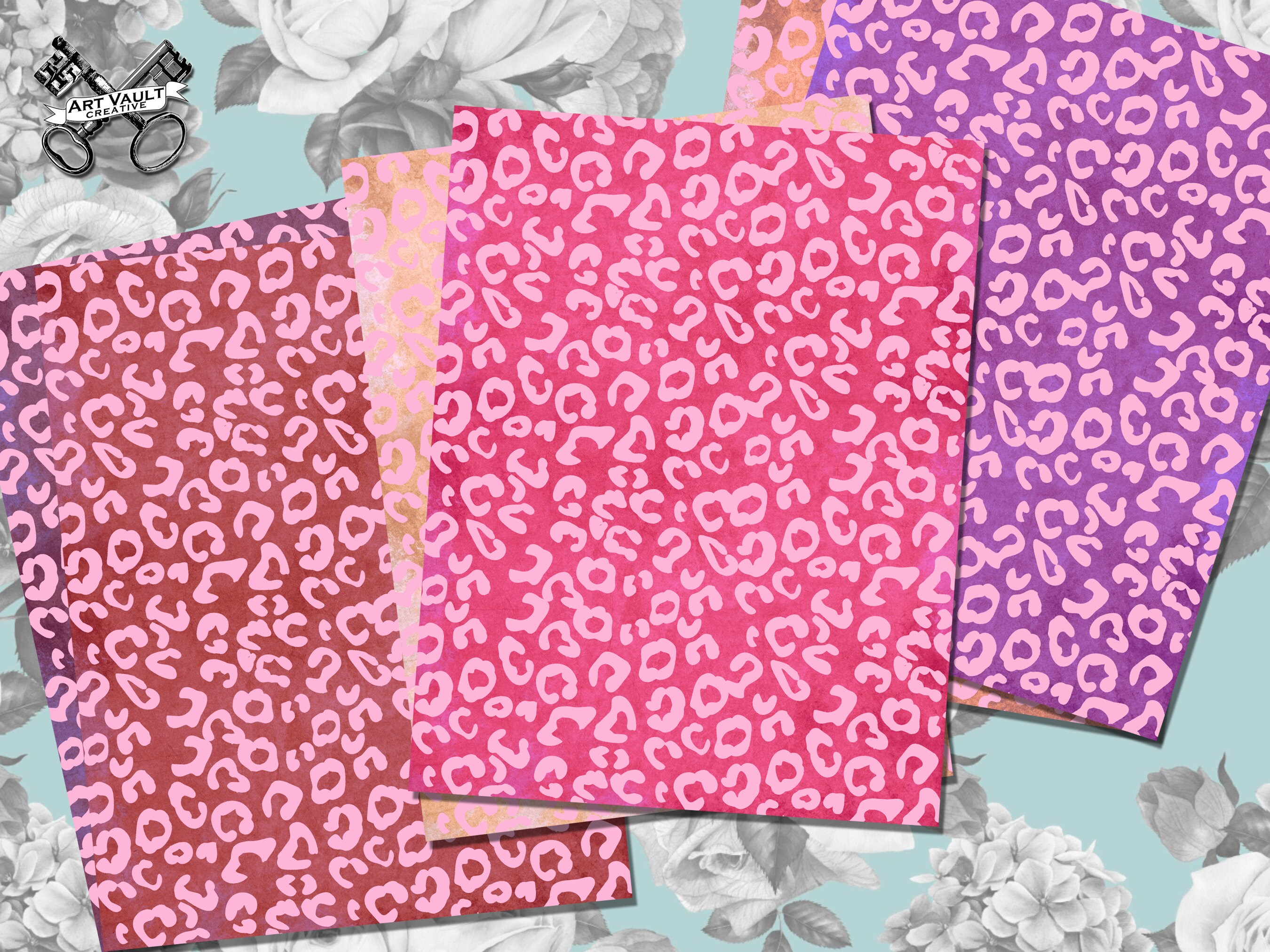 Pink Leopard Printable Digital Paper Pack, Hot Pink Cheetah Backgrounds ...