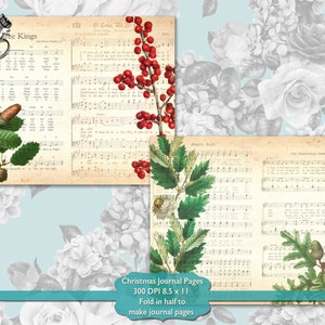 Weihnachten Junk Journal Seiten Digital Download, druckbare Xmas Seiten für Journal Kits, Scrapbook Supplies Urlaubstagebuch Digitales Papier