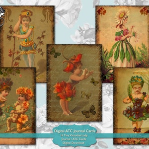 ATC Karten Viktorianisch Frauen Ephemera Pack, Journal Karten Digital Artist Trading Cards, Junk Journal Verzierungen Vintage Scrapbook Zubehör