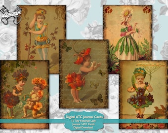 ATC Cards Victorian Women Ephemera Pack, Journal Cards Digital Artist Trading Cards, Junk Journal Embellishments Vintage Scrapbook Supplies