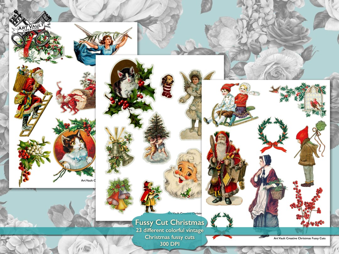 Christmas Fussy Cut Printable Vintage Ephemera Junk Journals Scrapbooks ...