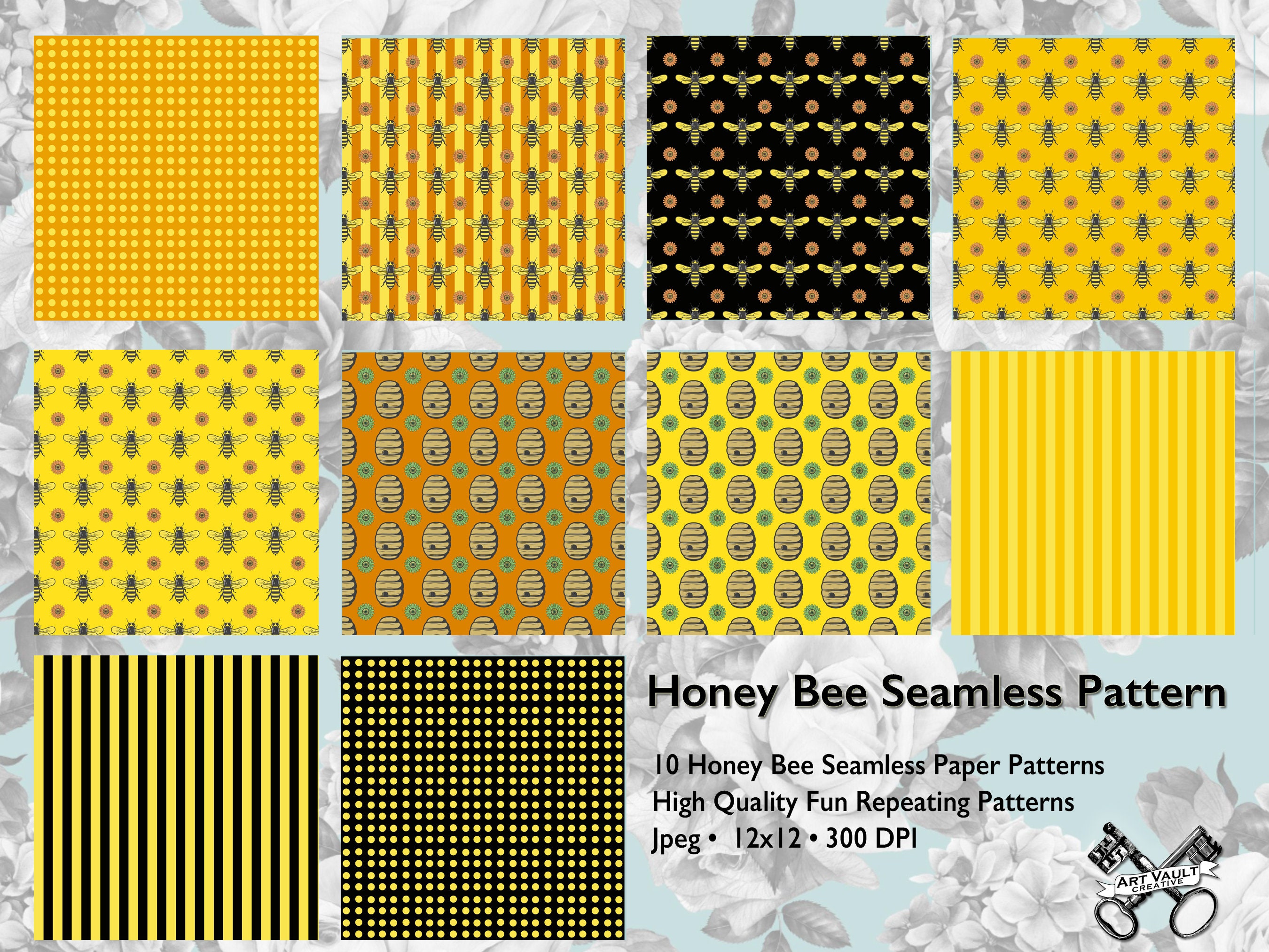 Honey Bee Seamless Pattern, Beekeeper Seamless Background Patten ...