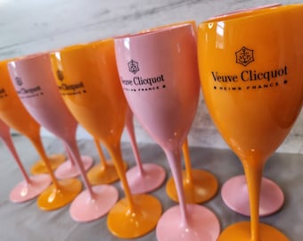 12 flûtes à champagne roses et orange VC | Combinaisons de couleurs personnalisables Mix & Match