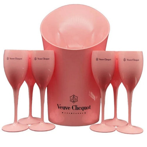 2x Veuve Clicquot Pink Acrylic Plastic Champagne Glasses Etsy