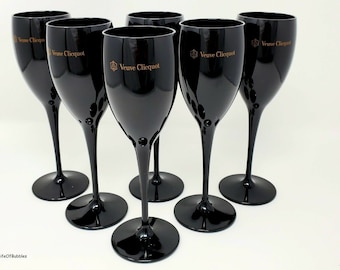 6 x VC Black Champagne Acrylic Party Flutes New | Customizable Mix & Match Options