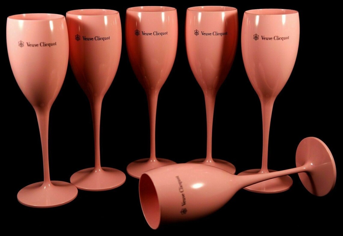 Veuve Clicquot Pink Rose Champagne Acrylic Flutes X 6 Etsy