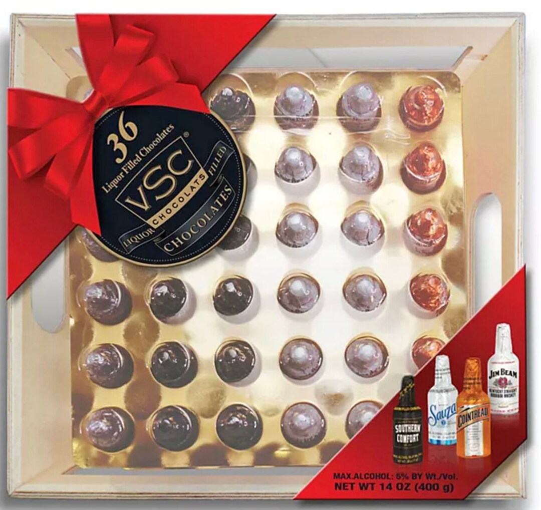VSC Holiday Liquor Filled Chocolates in Wood Crate 36 Ct Etsy