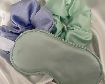 Set van satijnen slaapmasker en scrunchie