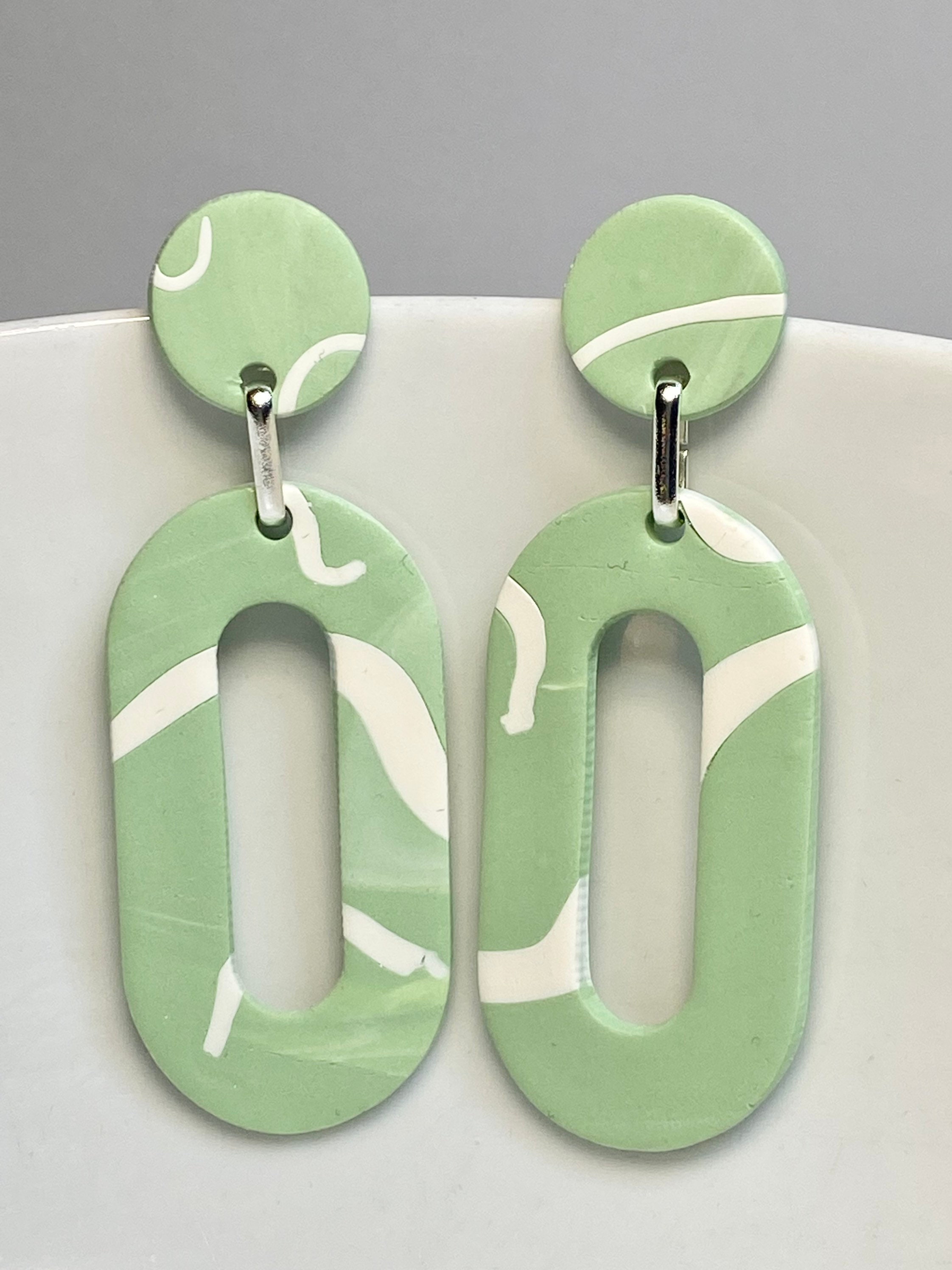 polymer clay LACEY EARRING green texture Sieraden Oorbellen Chandelieroorbellen statement earrings polymer clay earring handmade earrings 