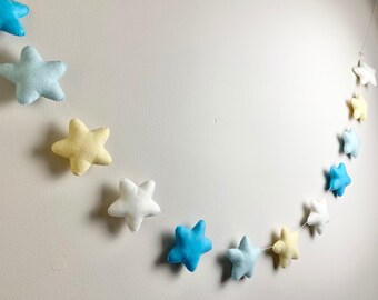 Beautiful felt star garland, boho nursery wall hanging, boys nursery wall decor, nursery inspiration, felt star decoration