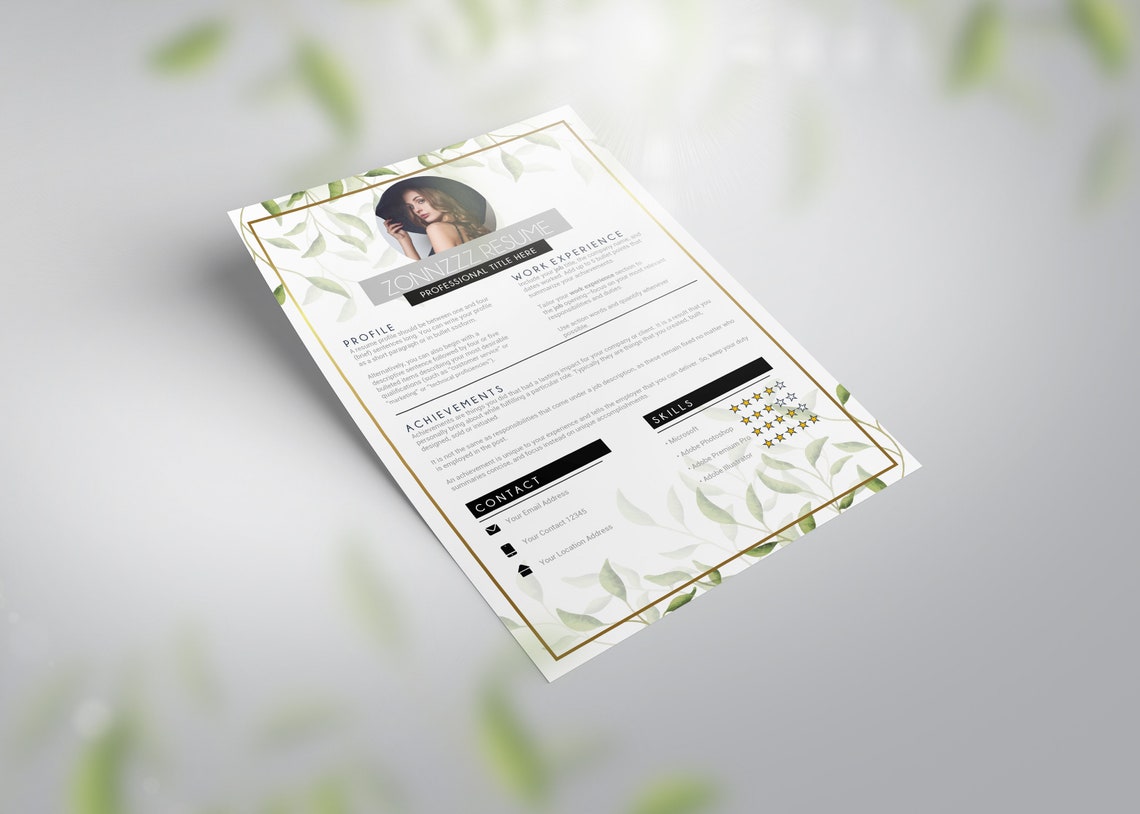 Resume Template with Photo CV Template with Photo Resume CV Etsy