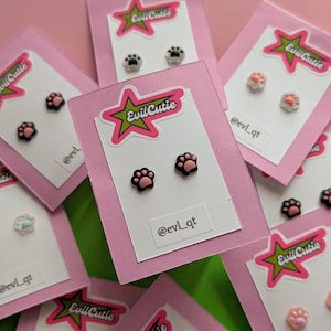 Cute Paw Print Stud Earrings | Adorable Small Aminal Paw Jewelry | Furry Animal Paw Print | Adorable Paw Accessory