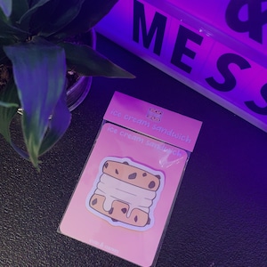 Ice Cream Sandwich Water Resistant Sticker - Ice Cream Sandwich Sticker, Ice Cream Stickers, Ice Cream Sticker, Food Sticker, Food Stickers