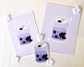 Purple Pumpkaboo Inspired Blackberry Soda Drink Stickers and Prints - Gamer Girl Stickers, Kawaii Stickers, Kawaii Prints