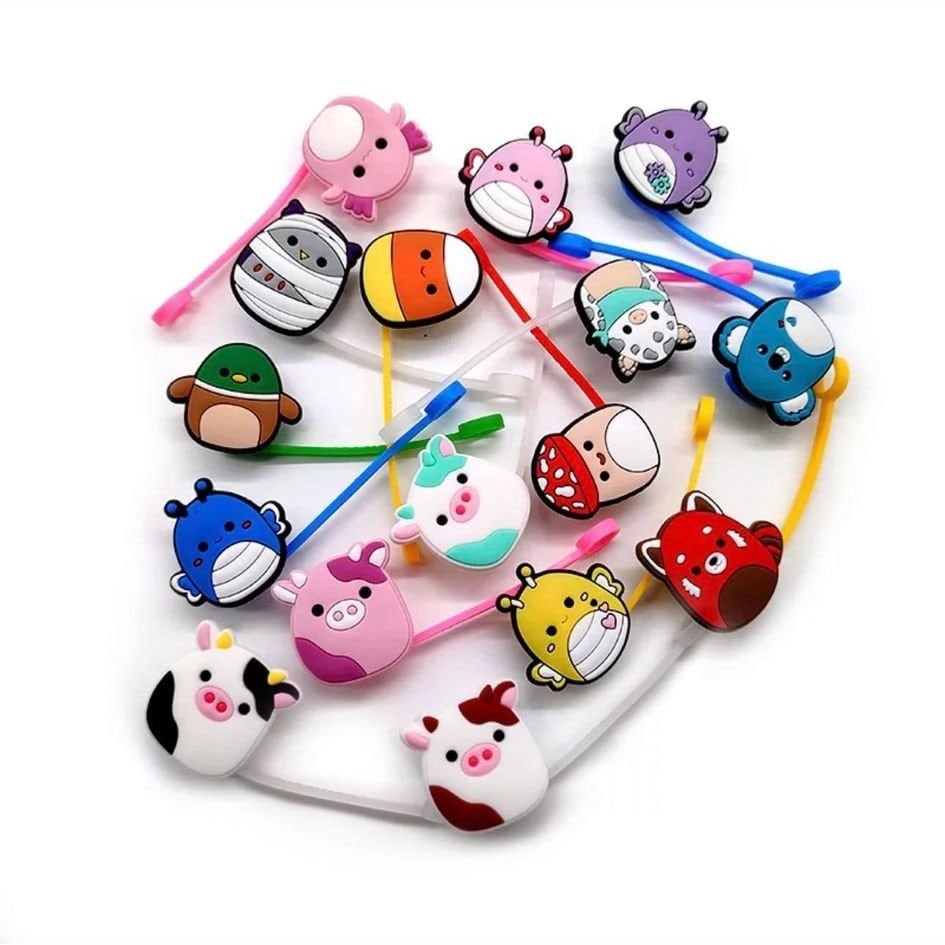 Squishmallows Straw Dust Covers, Squish Cows tumbler straw dust caps