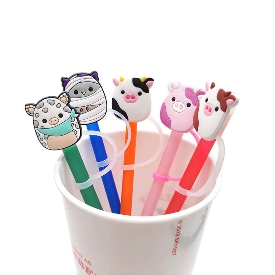 Squishmallows Straw Dust Covers, Squish Cows tumbler straw dust caps