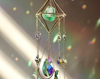 Zonnevanger/ Crystal suncatcher/ hangend kristal/ Aurora edelsteen suncatcher/ crystal prisma/ Rainbow maker/ Boho decor/ Holiday Gift 4 vrouwen