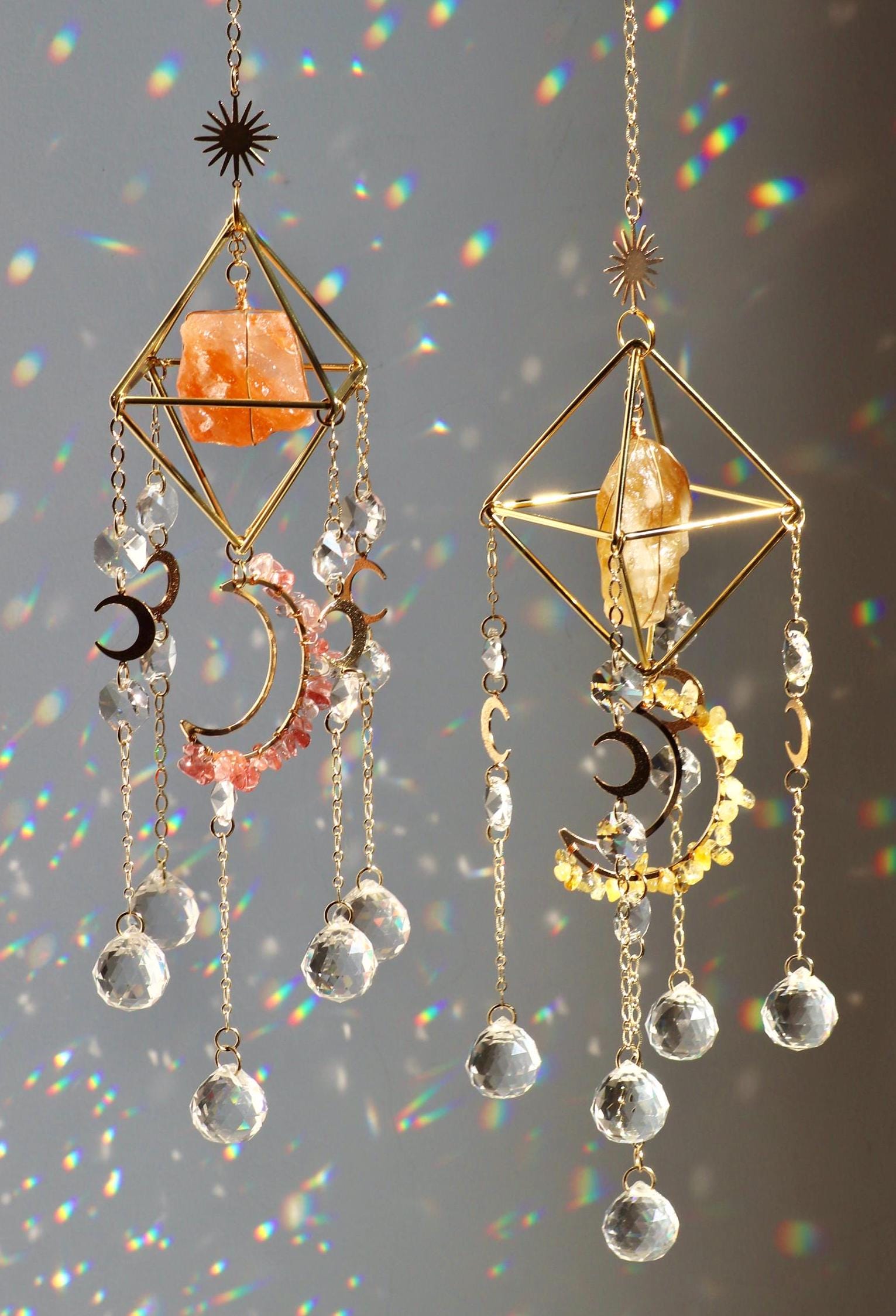 Crystal Suncatcher for Window | Rainbow Maker | Gemstone Prism Hanging ...