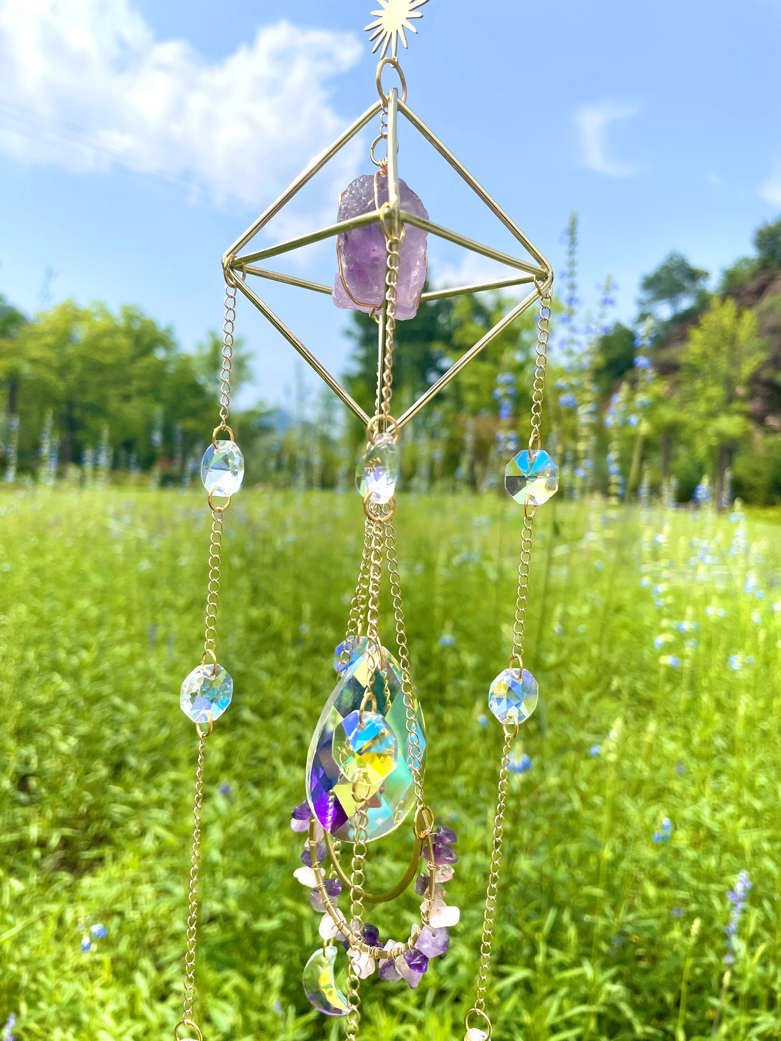 Sun catcher/ Crystal suncatcher/Wall hanging/Aurora gemstone Etsy