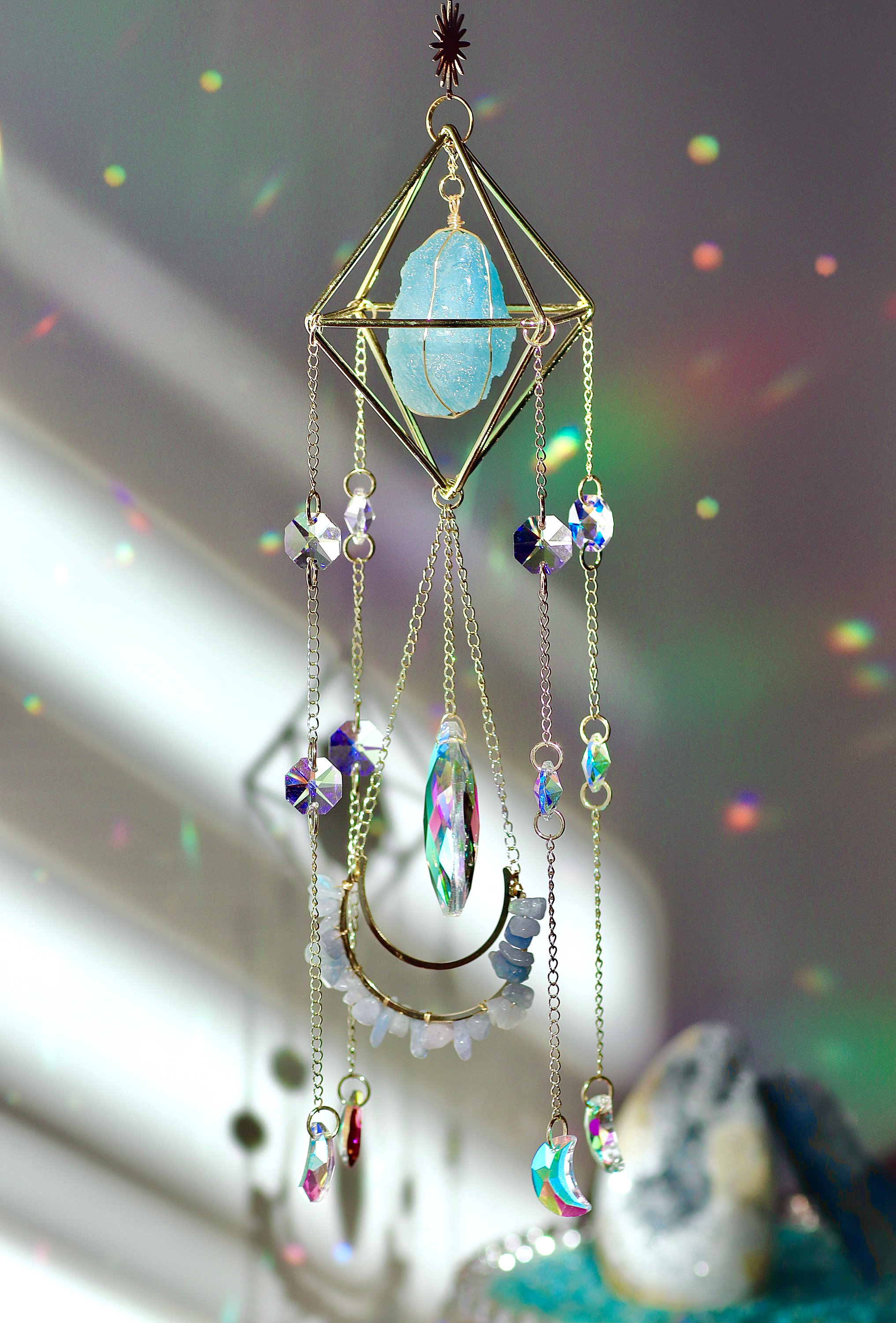 H&D HYALINE & DORA Rainbow Crystal Drop Prism Suncatcher Hanging Pendant  Ornament Window Sun Catcher,120mm