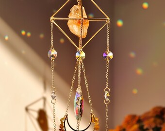 Sun Catcher, Hanging Crystal Prism, Boho Decor, House Warming Decor, Wall  Hanging, Gifts for Yogis, Happy Buddha, Buddha Crystal, Suncatcher