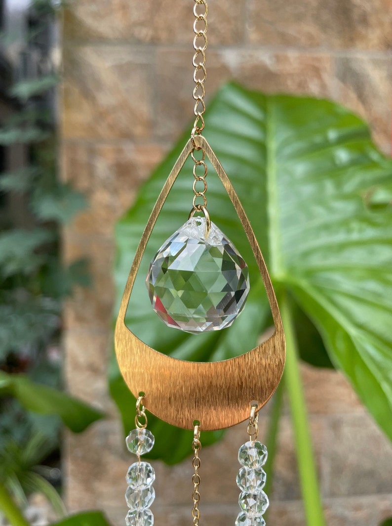 sun catcher/ Crystal suncatcher/Leaf Wall hanging/plant moon suncatcher/Window crystal prism/Rainbow maker/Home Window decor/ Gift 4 women image 9
