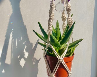 sun catcher planter/ plant holder/ macrame plant hanger/ crystal holder/ ceiling planter/ pot holder/ crystal hanger/ boho decor