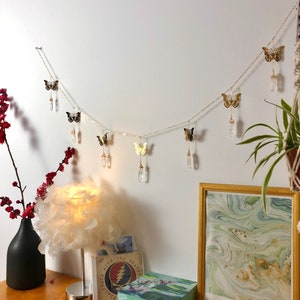 wall hangings/ crystal wall hanging/ wall art/ wall banner/ butterfly art/ boho wall decor/ house warming gift/ room decor/ gift for women