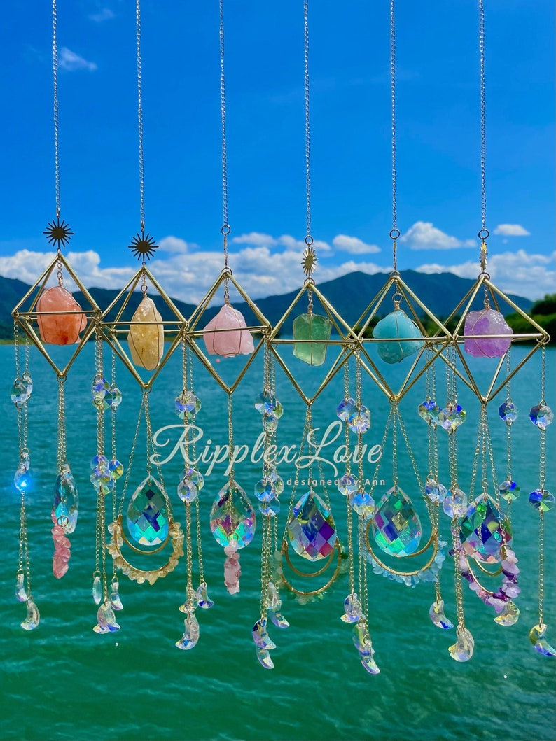 Sun catcher/ Crystal suncatcher/ hanging crystal/ Aurora gemstone suncatcher/ crystal prism/ Rainbow maker/ Boho decor/ Holiday Gift 4 women 