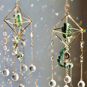 Crystal Suncatcher for Window | Rainbow Maker | Gemstone Prism Hanging ...