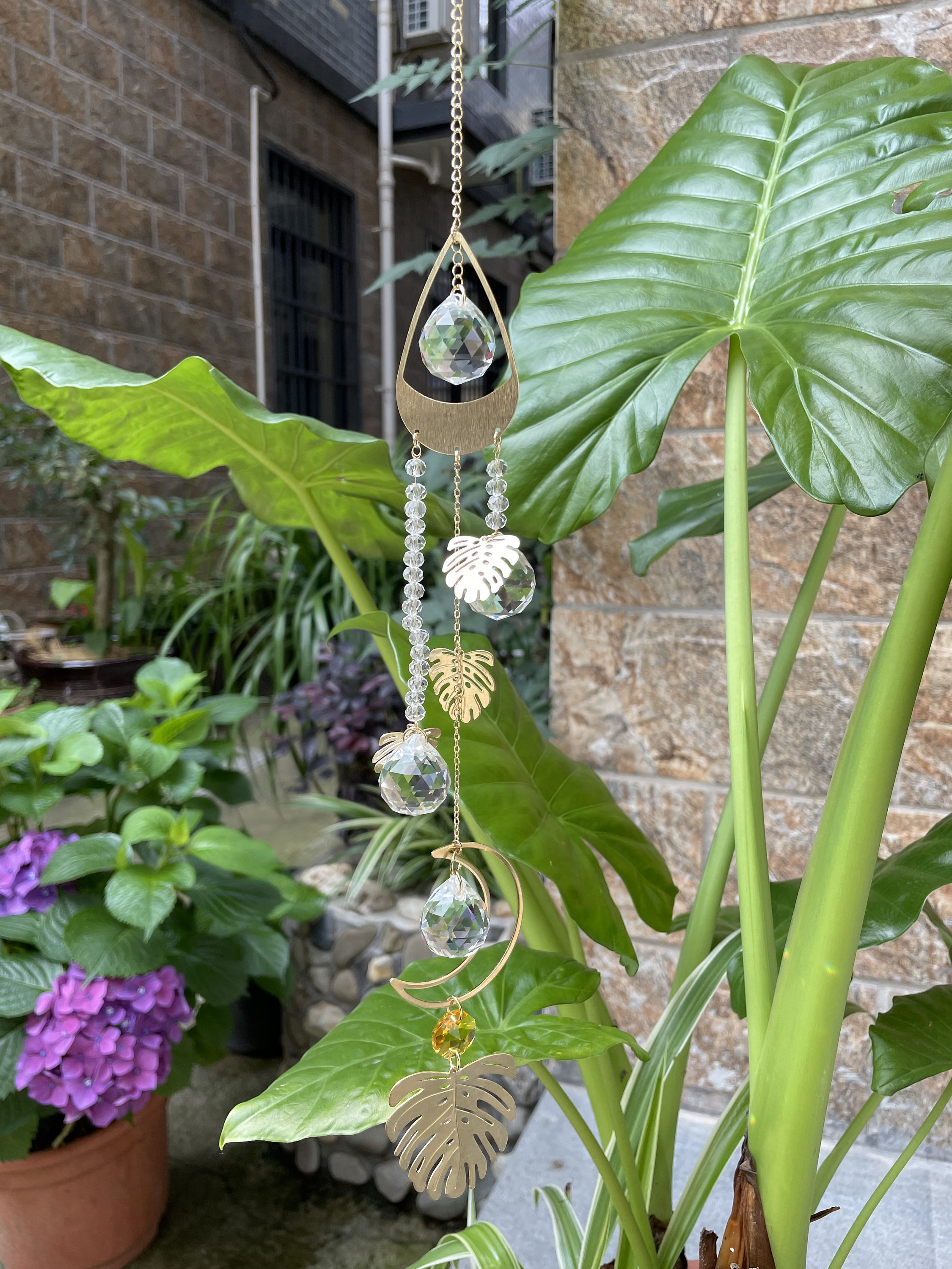 Sun Catcher/ Crystal Suncatcher/leaf Wall Hanging/plant Moon Etsy UK