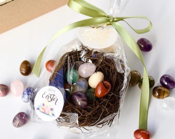 Regalos de Pascua para niños: 12 huevos de Pascua de cristal + nido de ratán, 1 docena de huevos de cristal, regalos de Pascua de cristal, idea de regalo de primavera