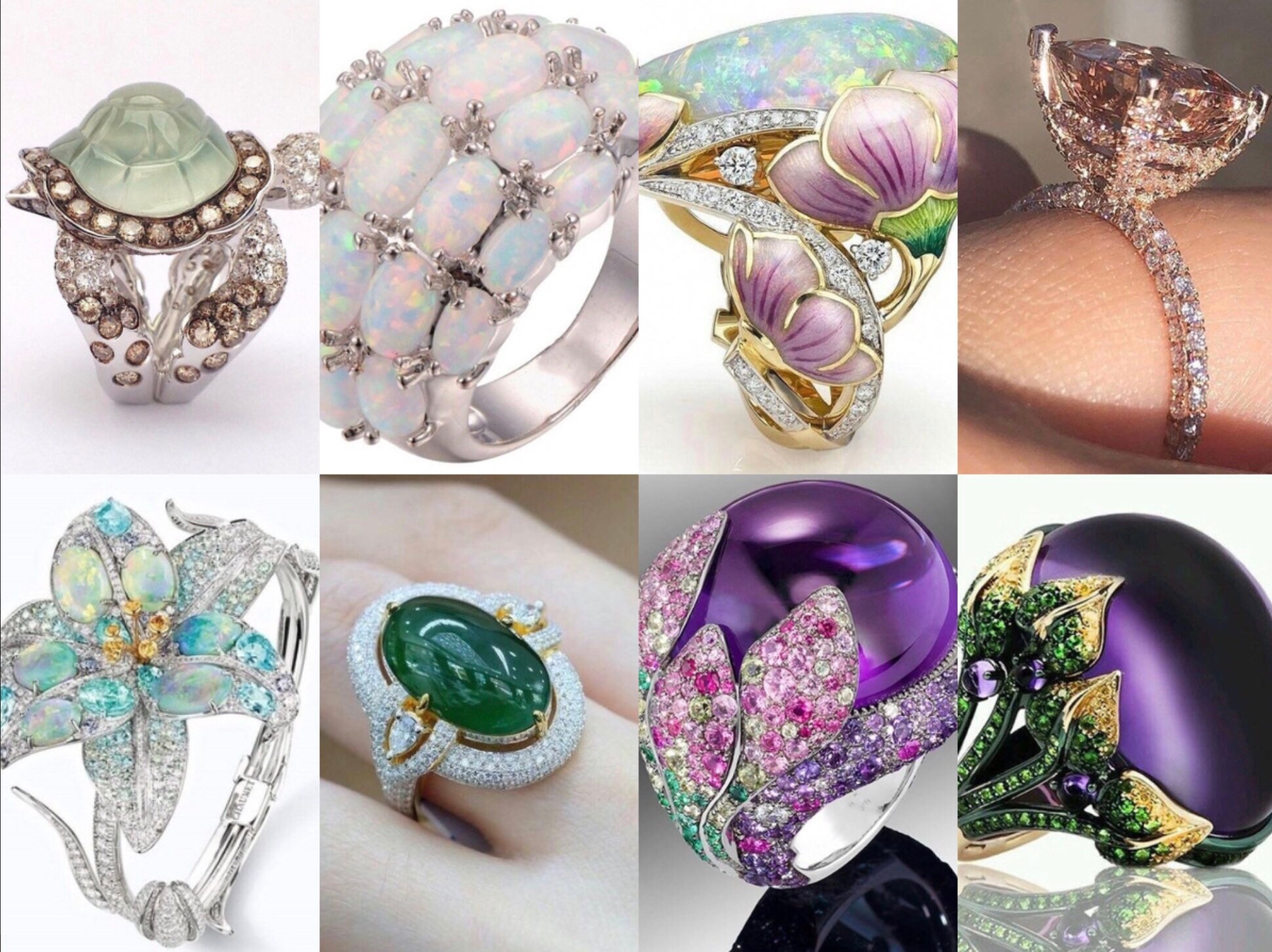 Pretty Statement Cocktail Rings Flower Turtle Crystal Ring Etsy