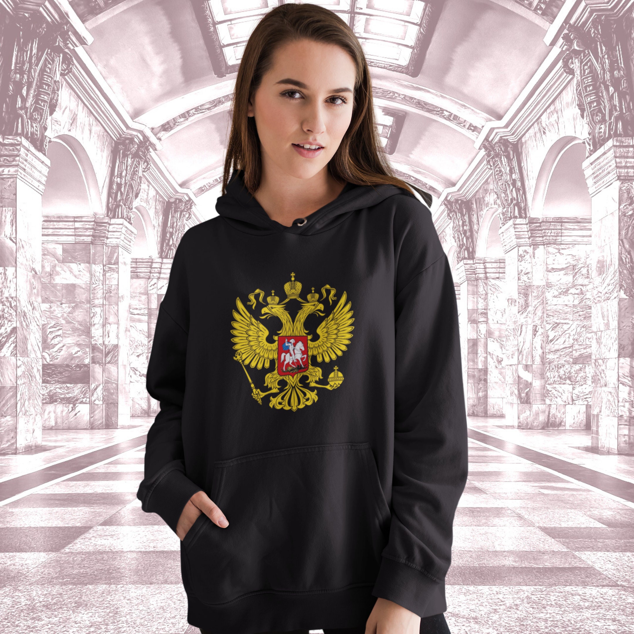 russia coat of arms flag soccer russian flag proud' Men's Hoodie