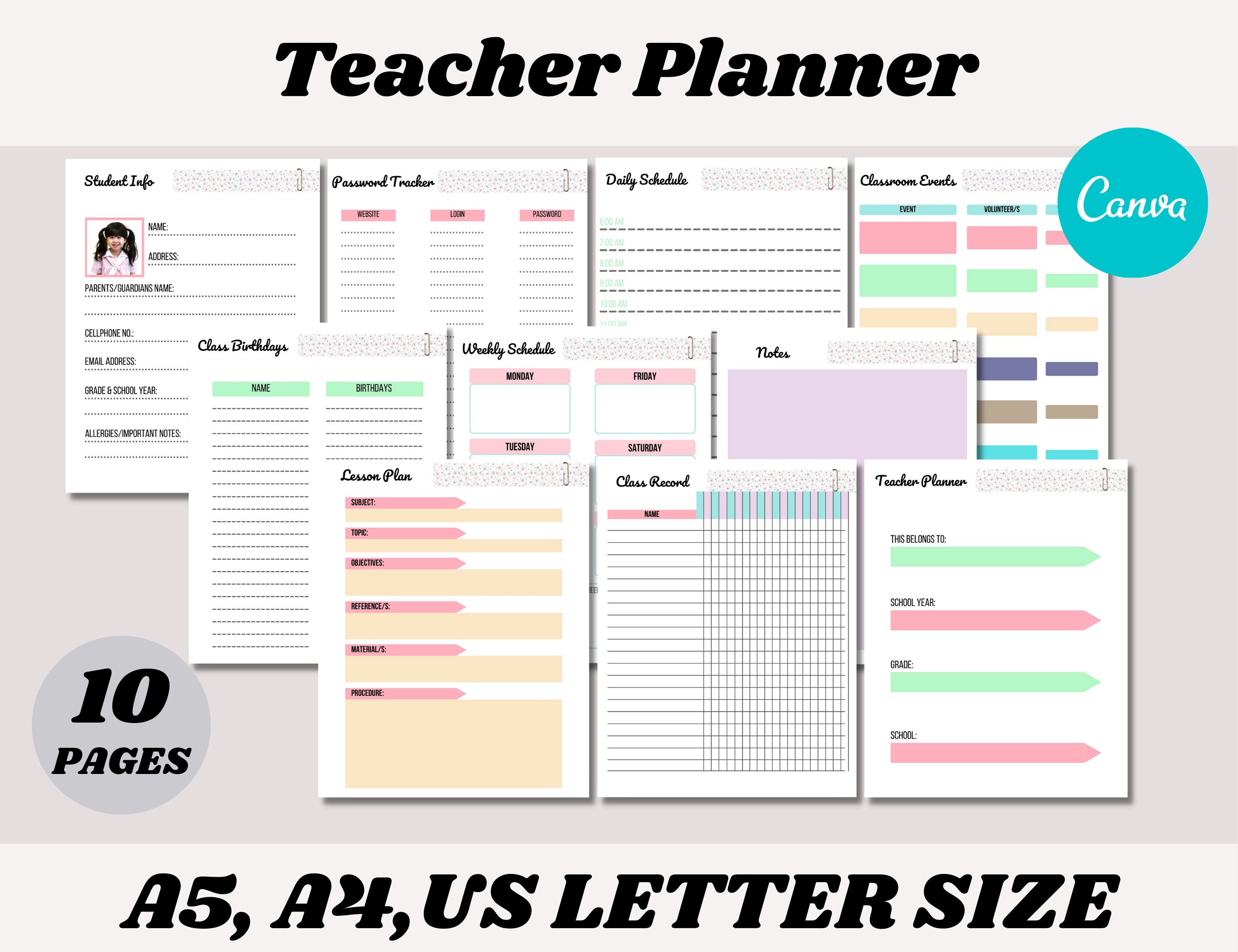 Teacher Planner Bundle Canva Template OK for Commercial Use Etsy