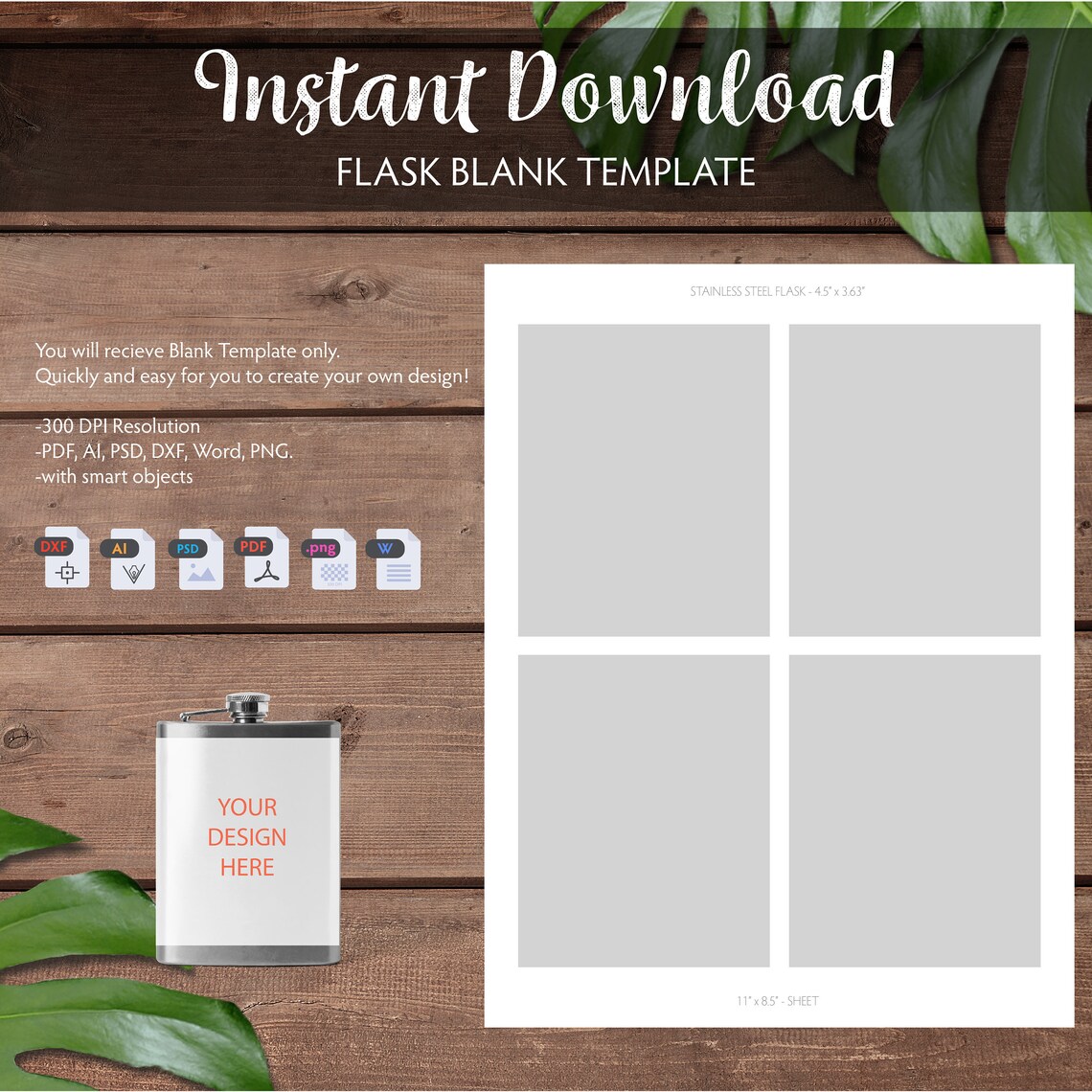 Flask Label Template Sublimation Template SVG DXF PSD Etsy
