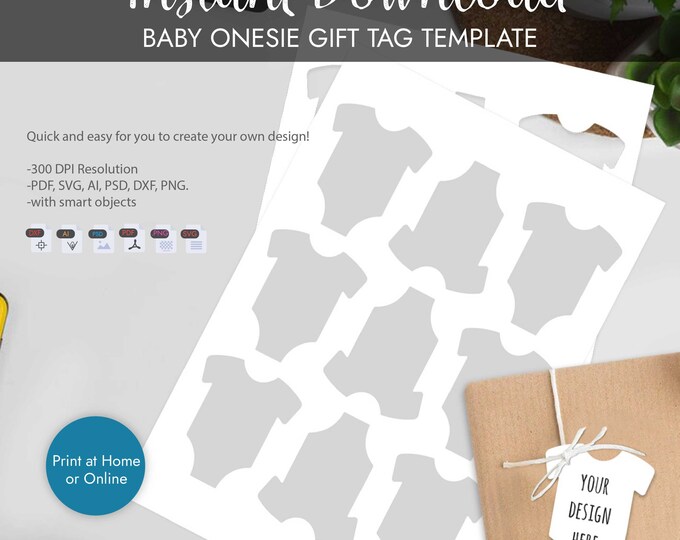 Baby Onesie Gift Tag Template, DXF, PSD, Microsoft Word, Ai, Png, Pdf ...