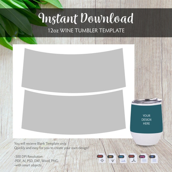 12 oz Wine Tumbler Template Sublimation Template SVG DXF Etsy