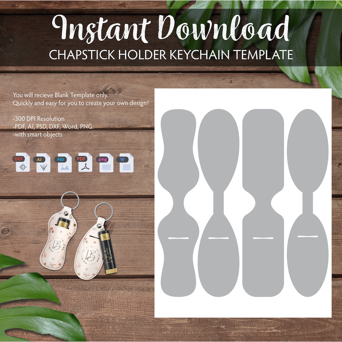 Chapstick Holder Keychain Template SVG DXF psd Microsoft | Etsy