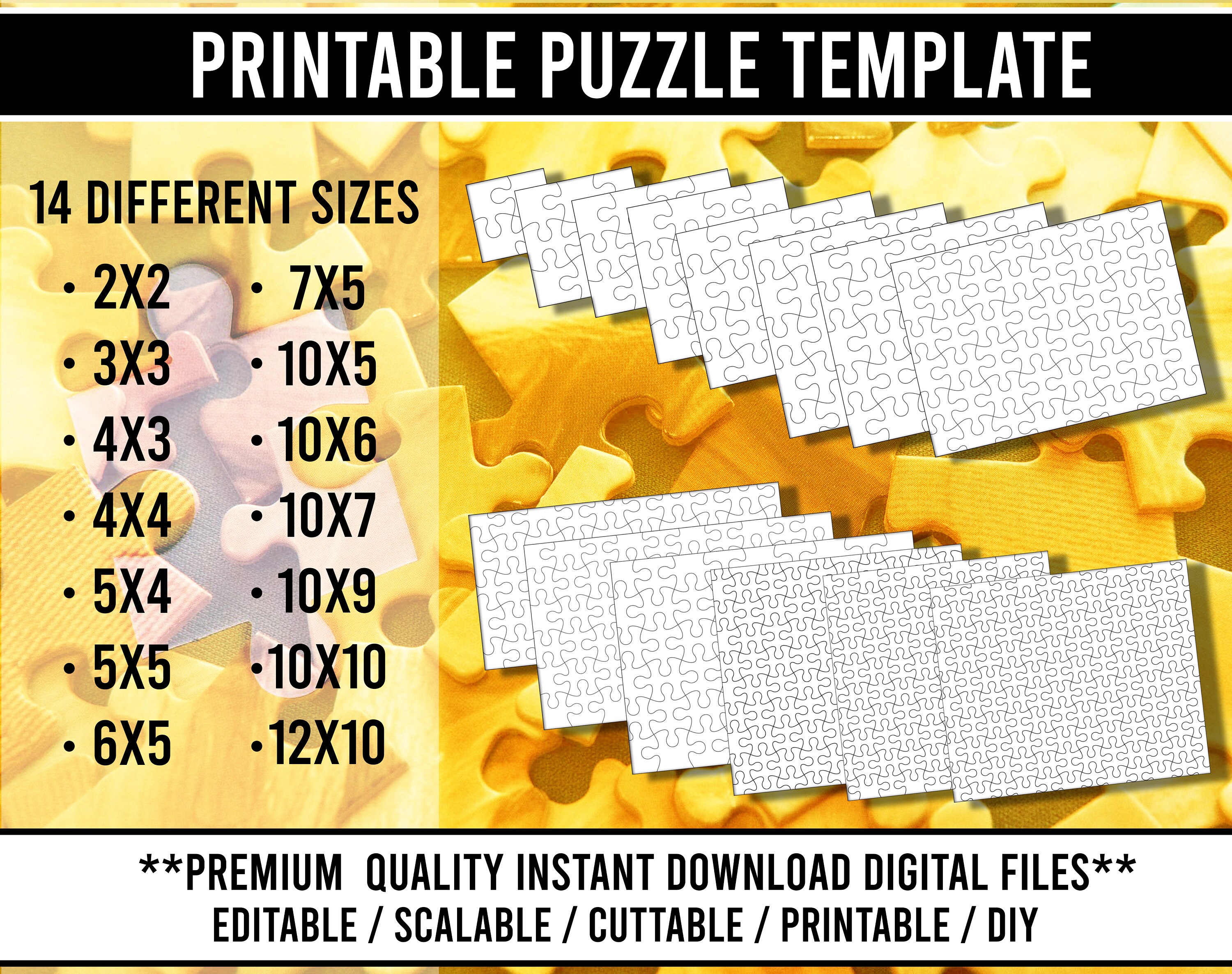 Printable Puzzle Template SVG PSD ai png jpg pdf OK for | Etsy