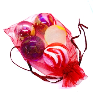 5 Vibrant Giant Marbles in an Organza Bag -  Special Glass Colourful Marbles Toy Kids Ornament Gift Birthday Christmas Stocking Filler