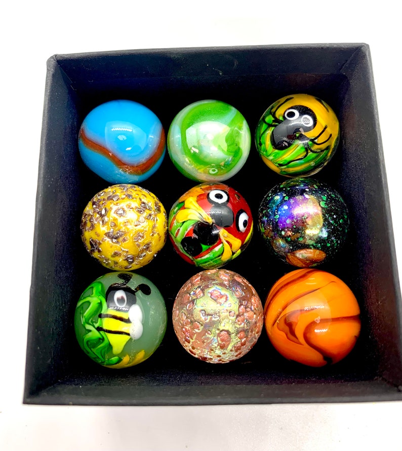 Marbles Nature Set of 9 Medium 22mm Marbles Including 3 Etsy