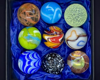 Großes Glasmurmel-Set - Handgefertigte Swirl-Murmeln, Sammlerspielzeuggeschenk