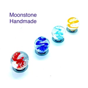 4 Handmade 16mm Moonstone Glow-in-the-Dark Marbles -  Glass Handmade Colourful Marbles Glowing Toy Kids Ornament Gift Birthday Christmas