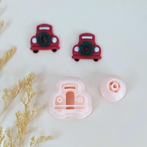Set di stampi per argilla polimerica con camion d'epoca e ghirlanda di Natale / www.ClayBlossoms.art / C-46